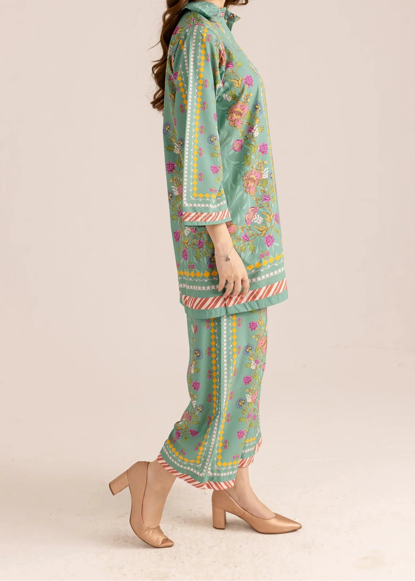 Grace W923 -Digital Printed 2pc Silk Dress.