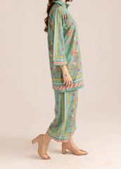 Grace W923 -Digital Printed 2pc Silk Dress.