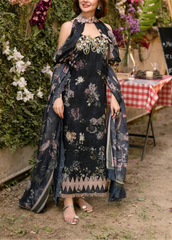 Grace S1135-Printed & Embroidered 3pc Lawn dress with Printed Chiffon Dupatta.