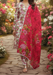 Grace W818 - Digital Printed 3pc Karandi Dress With Digital Printed Karandi Shawl.