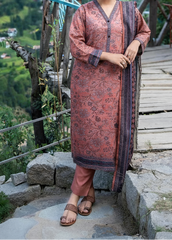 Grace W867 - Digital Printed 3pc Karandi Dress With Digital Printed Karandi Shawl.