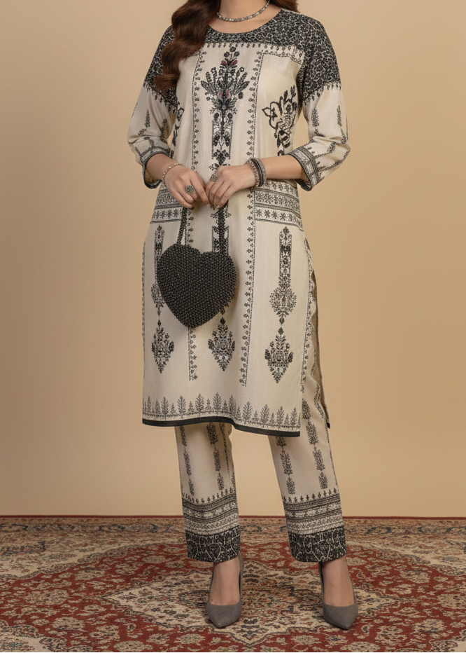 Grace W953- Digital Printed 2pc Karandi Dress.