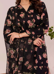 Grace W813 - Digital Printed 3pc Karandi Dress With Digital Printed Karandi Shawl.