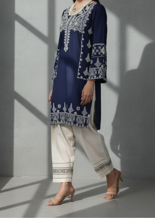 Grace W501-Embroidered 2Pc marina Dress.