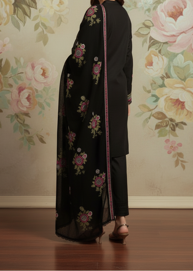 Grace W503-Embroidered 3pc marina dress with Embroidered marina shwal.