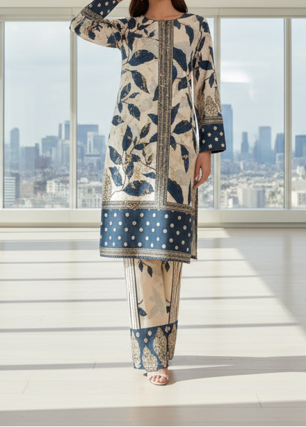 Grace W949- Digital Printed 2pc Karandi Dress.