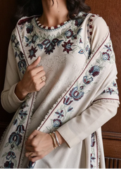 Grace Z-(W919) - Stitched Embroidered 3pc Marina Dress With Embroidered Marina Shawl.