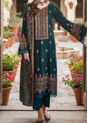 Grace W531-Embroidered 3pc marina dress with Embroidered Marina shawl.