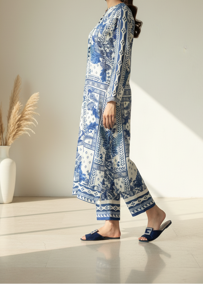 Grace W723 - Digital Printed 3pc Silk dress With Digital Printed Silk dupatta.