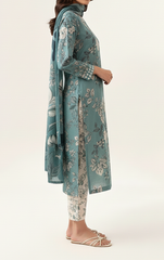Grace W808 - Digital Printed 3pc Karandi Dress With Digital Printed Karandi Shawl.
