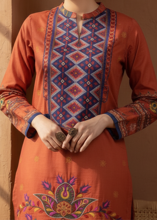 Grace W148- Embroidered 2pc linen dress shirt & trouser.