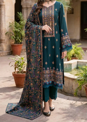 Grace W531-Embroidered 3pc marina dress with Embroidered Marina shawl.