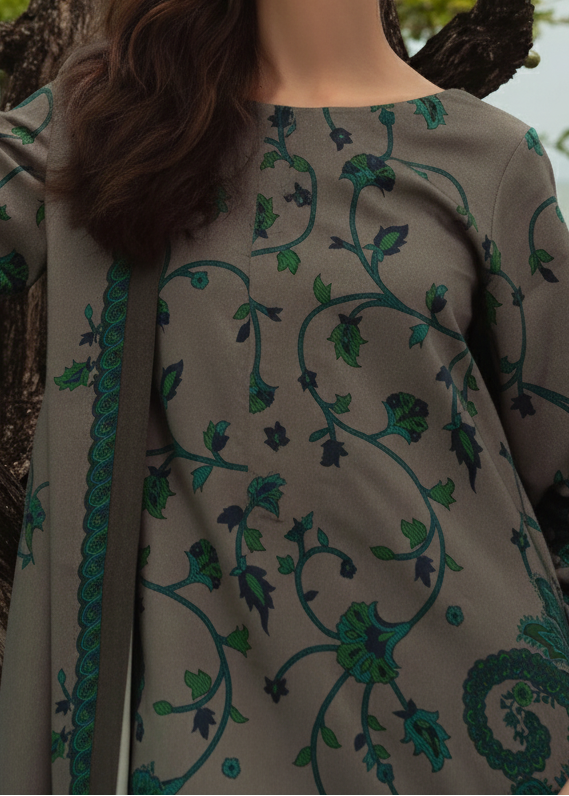 Grace W962 - Digital Printed 3pc Karandi Dress With Digital Printed Karandi Shawl.