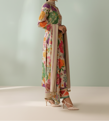 Grace W848 - Digital Printed 3pc Karandi Dress With Digital Printed Karandi Shawl.