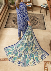 Grace S1349 - Printed & Embroidered 3pc Lawn Dress With Embroidered  Sequence Chiffon Dupatta.