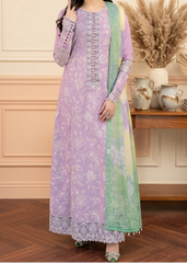Grace W1043 - Embroidered 3pc Marina Dress With Printed Shawl.