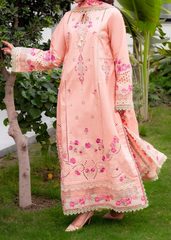 MISK 02 - Embroidered 3pc Chikankari Lawn Dress With Embroidered Chiffon Dupatta.
