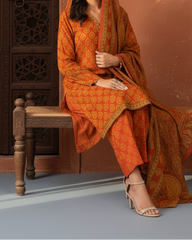 Grace W227-Printed 3pc khaddar dress With Printed khaddar shwal.