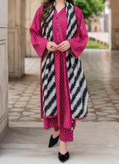 Grace W838 - Digital Printed 3pc Karandi Dress With Digital Printed Karandi Shawl.