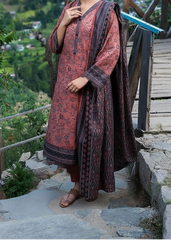 Grace W867 - Digital Printed 3pc Karandi Dress With Digital Printed Karandi Shawl.
