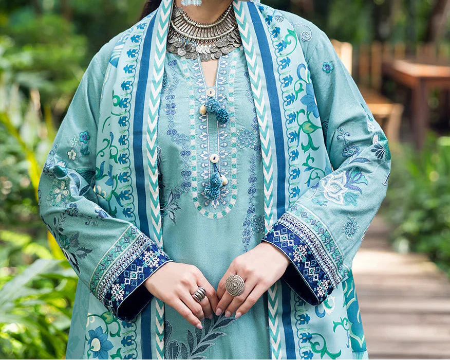Grace S1445-Embroidered 3pc Lawn Dress With Printed Lawn Dupatta.