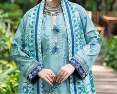Grace S1445-Embroidered 3pc Lawn Dress With Printed Lawn Dupatta.