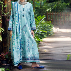 Grace S1445-Embroidered 3pc Lawn Dress With Printed Lawn Dupatta.