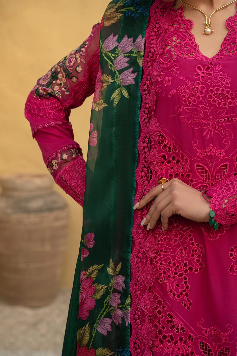 Grace S1511 - Embroidered 3pc CHIKANKARI Lawn Dress With Printed Lawn Dupatta.