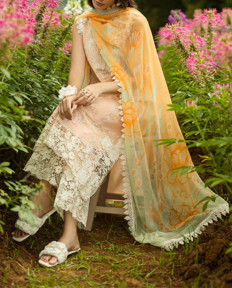 Grace S1238-Embroidered 3pc CHIKANKARI Lawn Dress With Printed Munar Dupatta.