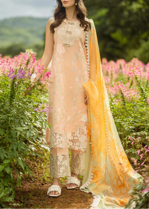 Grace S1238-Embroidered 3pc CHIKANKARI Lawn Dress With Printed Munar Dupatta.