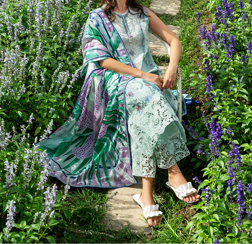 Grace S1460 - Embroidered 3pc Lawn Dress With Printed Lawn Dupatta.