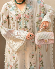 Grace S1315-Embroidered 3pc Lawn Dress With Embroidered Organza Dupatta.