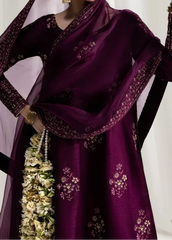 Grace W774 - Embroidered Sequence 3pc Marina Dress With Embroidered Sequence Chiffon Dupatta.