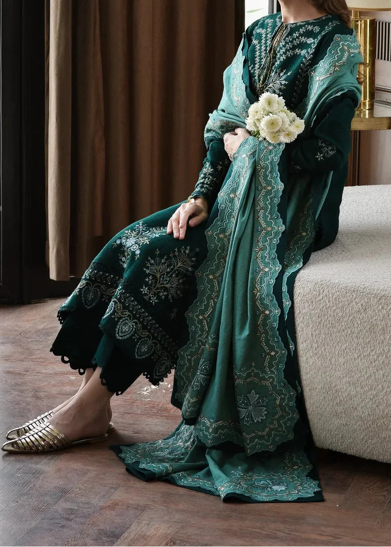 Grace W771 - Embroidered 3pc Marina Dress With Printed Shawl.