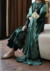 Grace Z-(W771 ) - Stitched Embroidered 3pc Marina Dress With Printed Shawl.