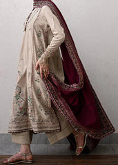 Grace Z-(W858) - Stitched Embroidered 3pc Marina Dress With Printed Shawl