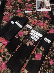 Grace S228-Embroided 3pc linen dress with embroidered chiffon dupatta.