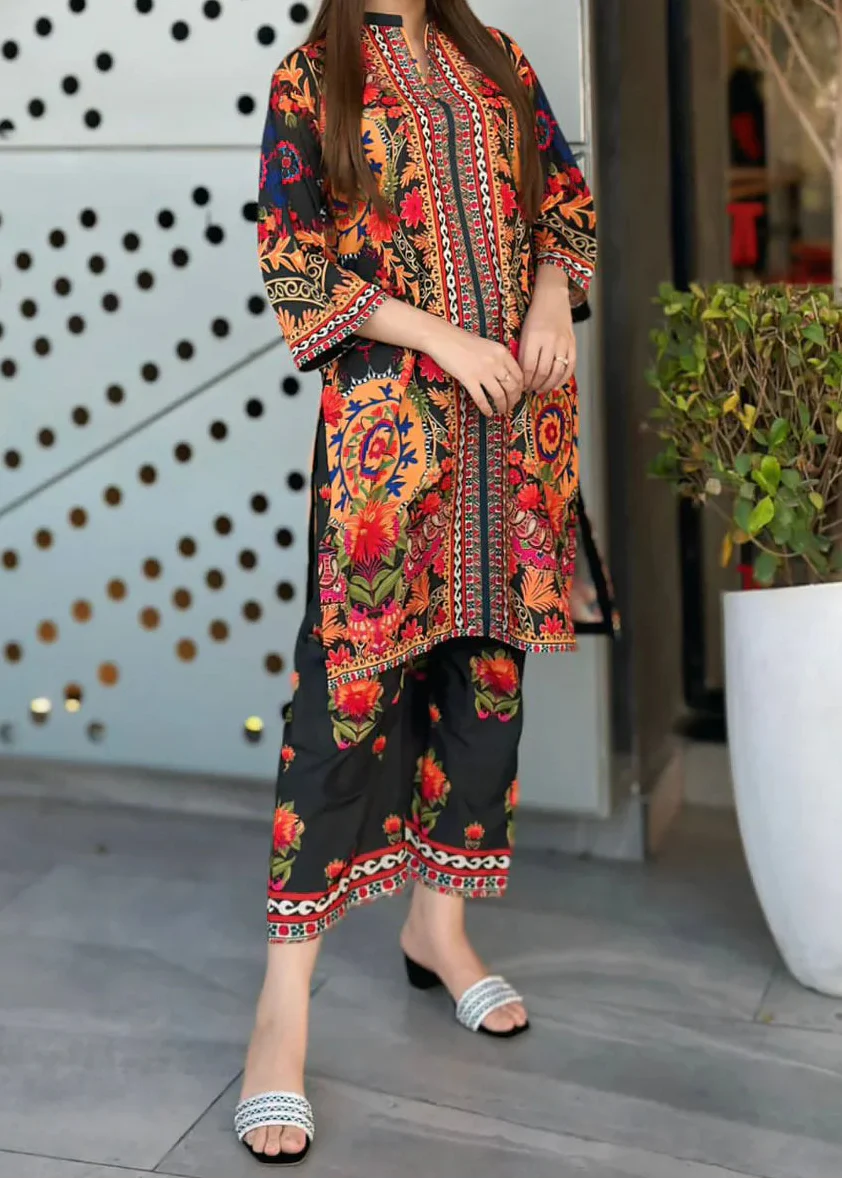 Grace W943- Digital Printed 2pc Karandi Dress.