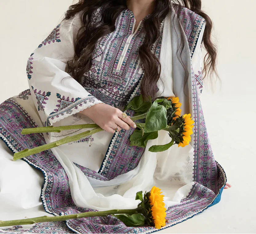 Grace S1425 - Embroidered 3pc Lawn Dress With Printed Lawn Dupatta. Katran Grace S1425 - Embroidered 3pc Lawn Dress With Printed Lawn Dupatta. Katran