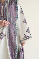 Grace W1020-Embroidered 3pc Marina Dress With Printed Shawl.