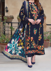 Grace W1017-Embroidered 3pc Marina Dress With Printed Shawl.