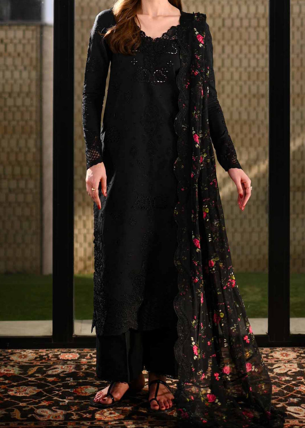 Grace S1438 - Embroidered 3pc CHIKANKARI Lawn Dress With Printed Lawn Dupatta.