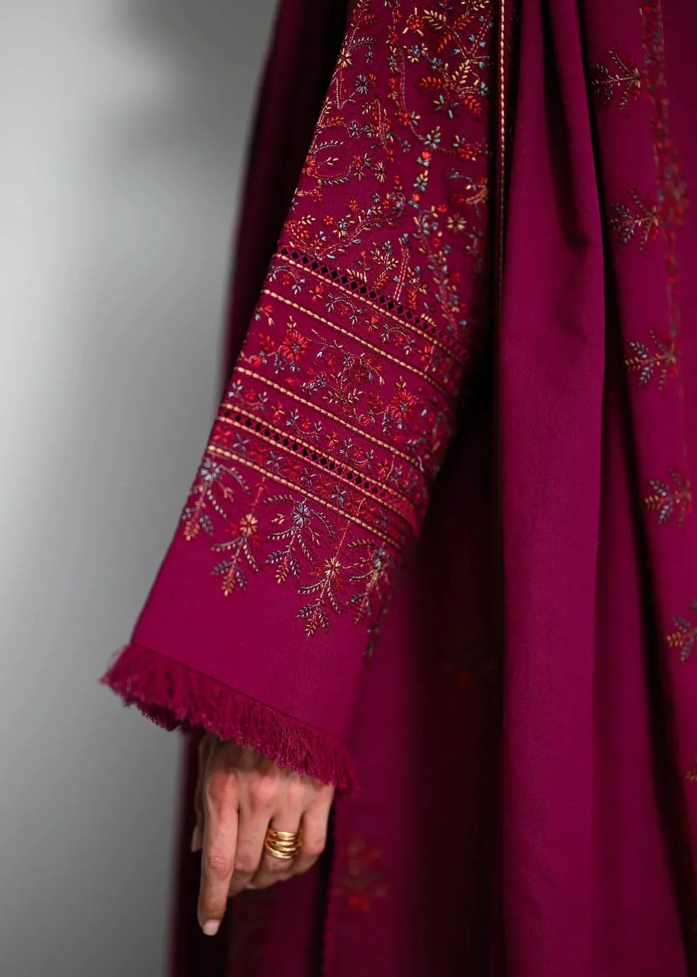 Grace W1113 - Embroidered 3pc Marina Dress With Embroidered Marina Shawl.