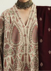 Grace W979-Embroidered 3pc Marina Dress With Printed Shawl.