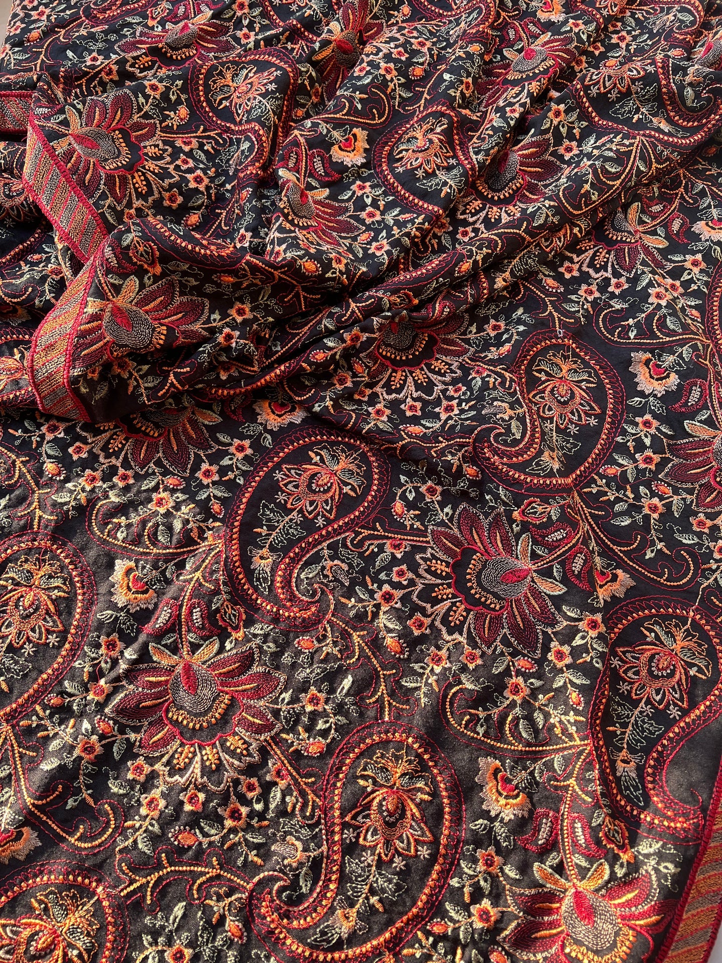 Sarinnah D13 Black - Formal heavy Embroidered Karandi Shawl