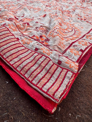 Beige Rose-Heavy Embroidered Karandi Beige Shawl