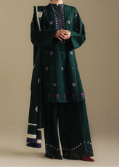 Grace W930-Embroidered 3pc Marina Dress With Printed Shawl.