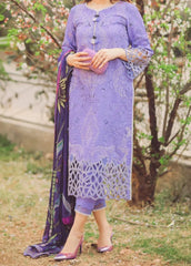 Grace W749-Embroidered 3pc Marina Dress With Printed Shawl.