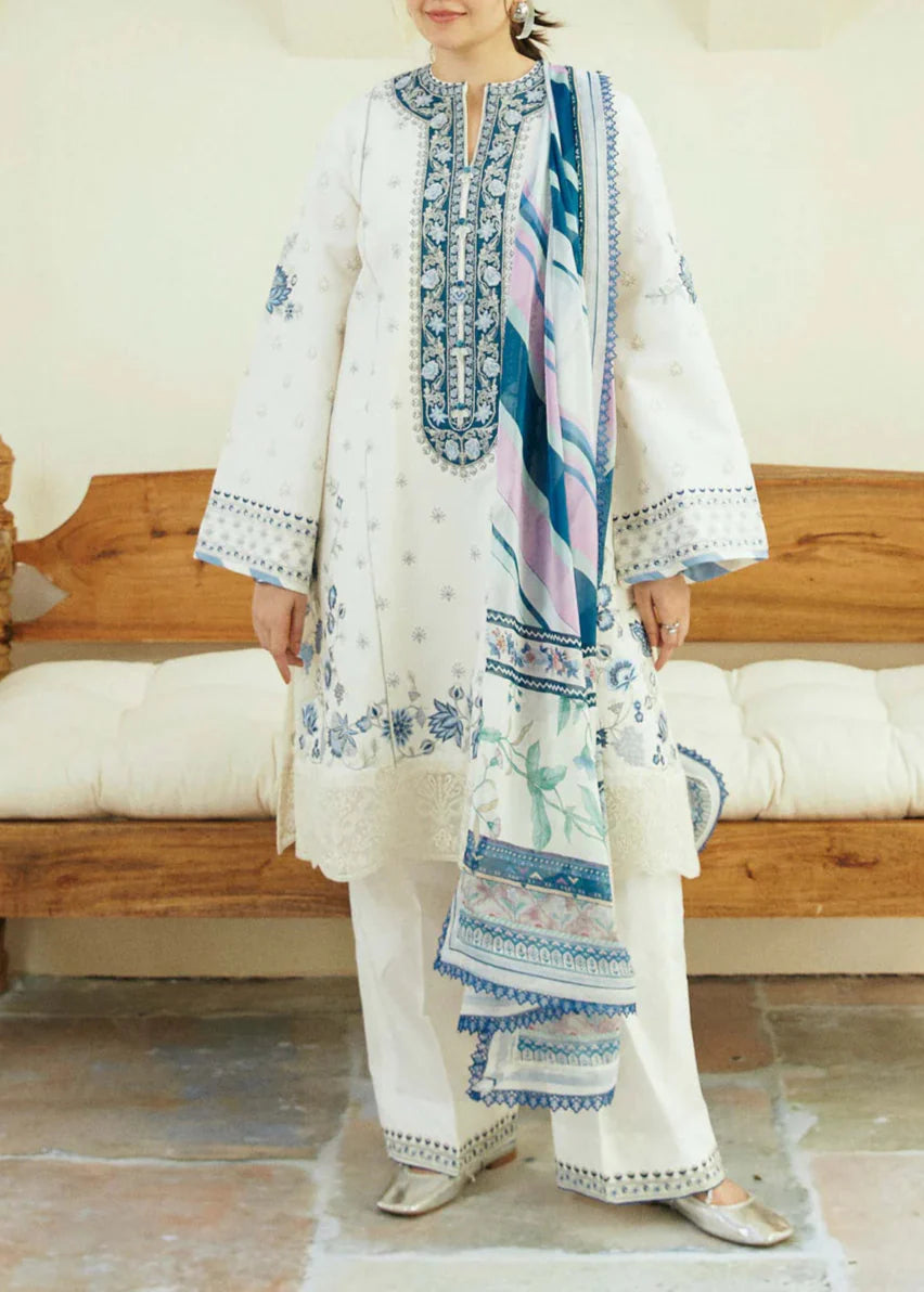 Grace S1265-Embroidered 3pc Lawn Dress With Printed Munar Dupatta.