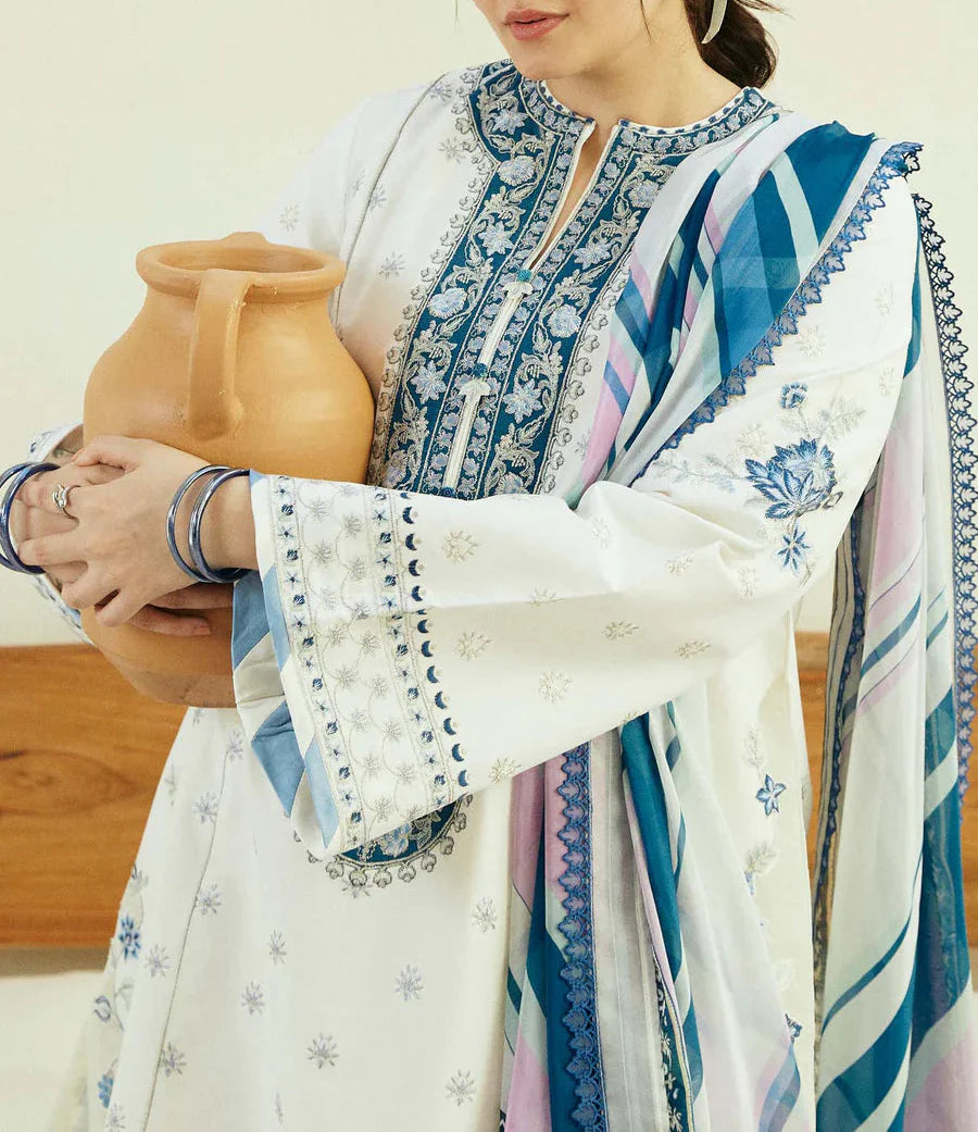 Grace S1265-Embroidered 3pc Lawn Dress With Printed Munar Dupatta.